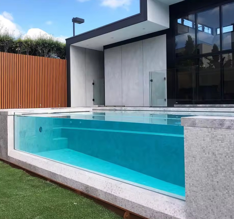Custom Grote Grootte Duidelijke Acryl Pool Muur voor Infinity Edge zwembad Hotel Villa Resort