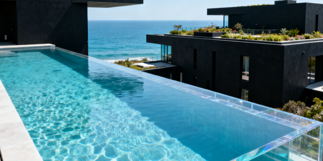 Hoogwaardige maat buitenzwembad infinity pool acryl zwembad muur voor thuis- en commercieel gebruik